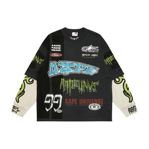 NWT AAPE By A Bathing Ape (BAPE) Multi-logo Layered Graphic Long Sleeve Shirt